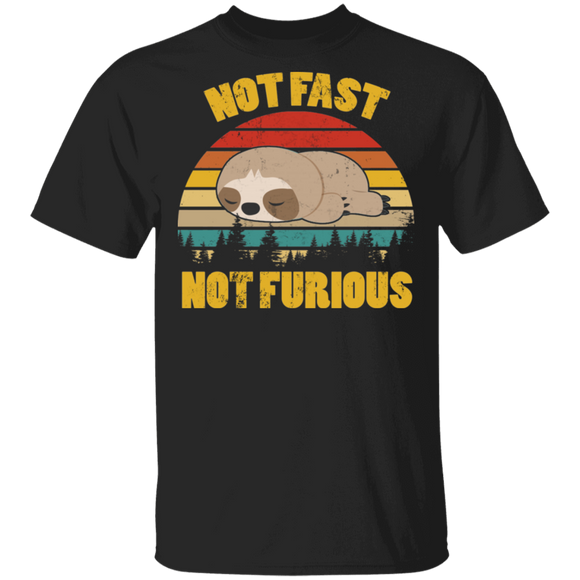 Vintage Retro Not Fast Not Furious Funny Sleeping Sloth Shirt Matching Men Women Sloth Lover Owner Gifts T-Shirt - Macnystore
