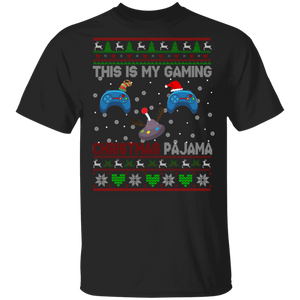 Christmas Gamer Shirt This Is My Gaming Christmas Pajama Ugly Funny Christmas Sweater Santa Elf Game Controller Gamer Lover Gifts Christmas T-Shirt - Macnystore