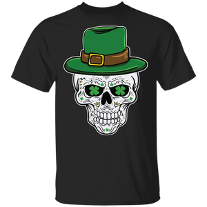 Leprechaun Sugar Skull Shamrock St Patrick's day Leprechaun Sugar Skull Wearing Hat Shirt - Macnystore