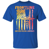 Frontline Certified Nursing Assistant Cute Medical Symbol On American Flag Shirt Matching CNA Nurse Doctor Medical Gifts T-Shirt - Macnystore