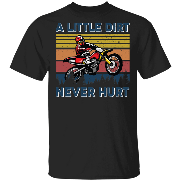 Dirt Bike Shirt Vintage Retro Sunset A Little Dirt Never Hurt Cool Dirt Bike Lover Gifts T-Shirt - Macnystore