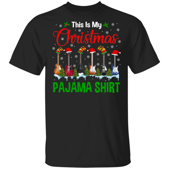 Christmas Guitar Shirt This Is My Christmas Pajama Shirt Funny Christmas Santa Elf Guitar Guitarist Lover Gifts T-Shirt - Macnystore