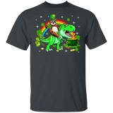Leprechaun Sloth Riding T-rex Funny St Patrick's Day Gifts T-Shirt - Macnystore