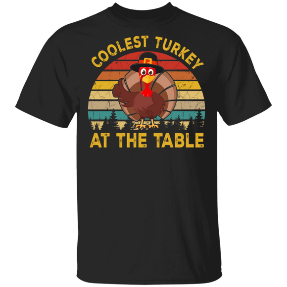 Thanksgiving Turkey Shirt Vintage Retro Coolest Turkey At The Table Cool Thanksgiving Turkey Lover Gifts Thanksgiving T-Shirt - Macnystore