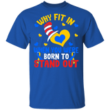 Why Fit In When You Were Born To Stand Out Autism Cat In The Hat T-Shirt - Macnystore