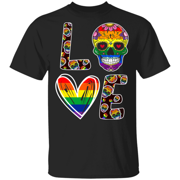 Cute Love LGBT Sugar Skull Shirt Matching Proud LGBT Support Gay Lesbian Gifts T-Shirt - Macnystore