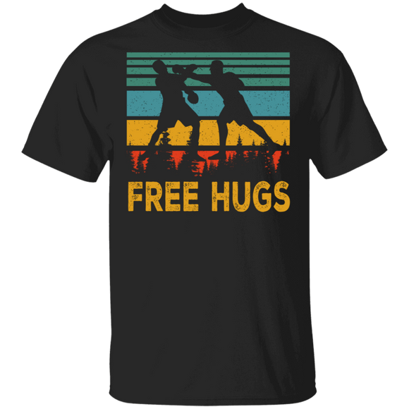 Boxing Shirt Vintage Retro Free Hugs Funny Boxing Lover Gifts T-Shirt - Macnystore