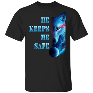 Couple Wolf He Keeps Me Safe Wolf Wild Animal Lover Gifts T-Shirt - Macnystore