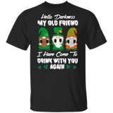 Hello Darkness My Old Friend I've Come To Drink With You Gnomes Drinking Shamrock Beer T-Shirt - Macnystore