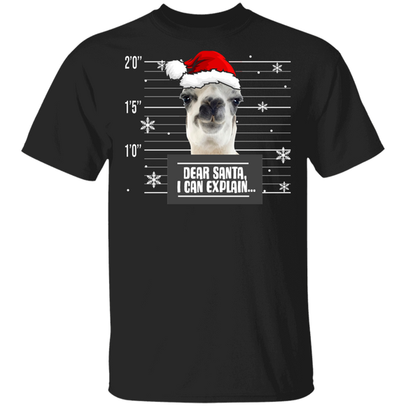 Christmas Llama Lover Shirt Dear Santa I Can Explain Funny Christmas Santa Criminal Llama Lover Gifts T-Shirt - Macnystore
