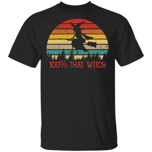 Vintage Retro 100% That Witch Cool Silhouette Witches Halloween Gifts T-Shirt - Macnystore