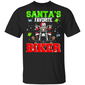 Christmas Santa Shirt Santa's Favorite Biker Funny Christmas Santa Biker Biking Lover Gifts T-Shirt - Macnystore