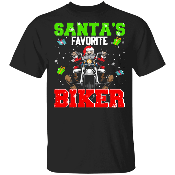 Christmas Santa Shirt Santa's Favorite Biker Funny Christmas Santa Biker Biking Lover Gifts T-Shirt - Macnystore