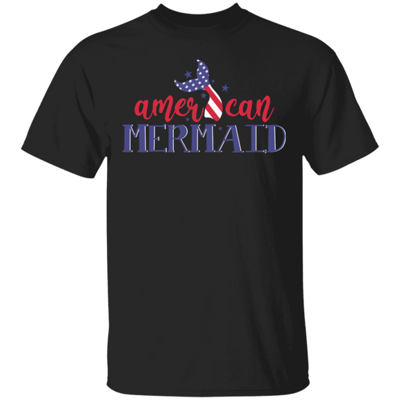 American Mermaid Cool American Flag Mermaid Tail July 4th Independence Day Shirt T-Shirt - Macnystore