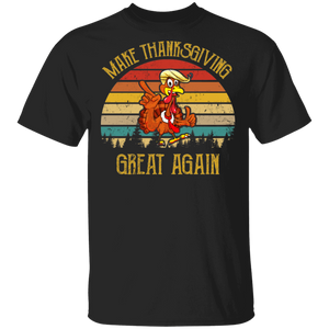 Vintage Retro Make Thanksgiving Great Again Funny Trump Hair Turkey Lover Gifts T-Shirt - Macnystore