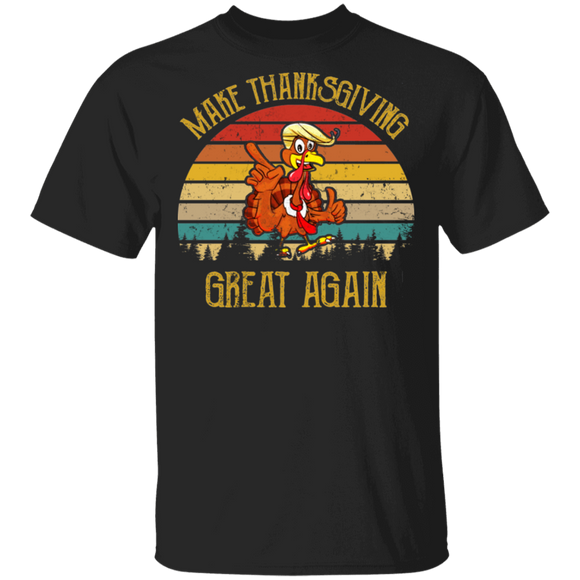 Vintage Retro Make Thanksgiving Great Again Funny Trump Hair Turkey Lover Gifts T-Shirt - Macnystore