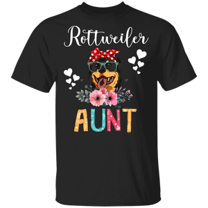 Rottweiler Aunt Puppy Mom Dog Aunt Lover Floral T-Shirt - Macnystore