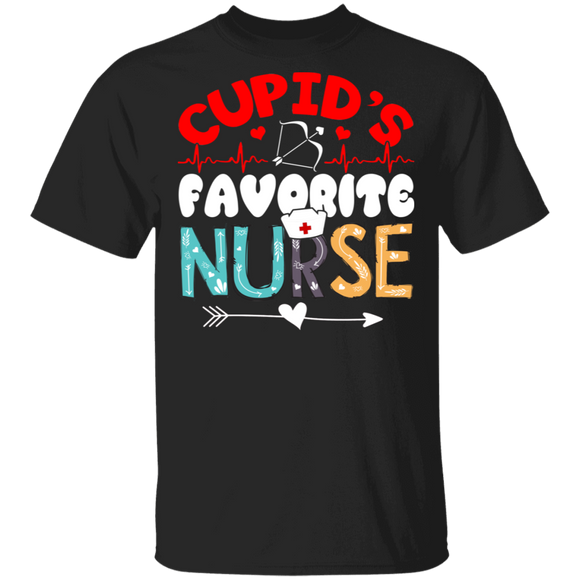 Cupid's Favorite Nurse Valentine Nurse Lover Nursing CNA Funny Nurse Shirt Men Women Wife Husband Fiancee Girlffiend Valentine Gifts T-Shirt - Macnystore