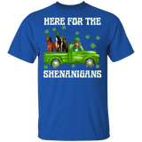 Here For The Shenanigans Leprechaun Horse St Patrick's Day T-Shirt - Macnystore