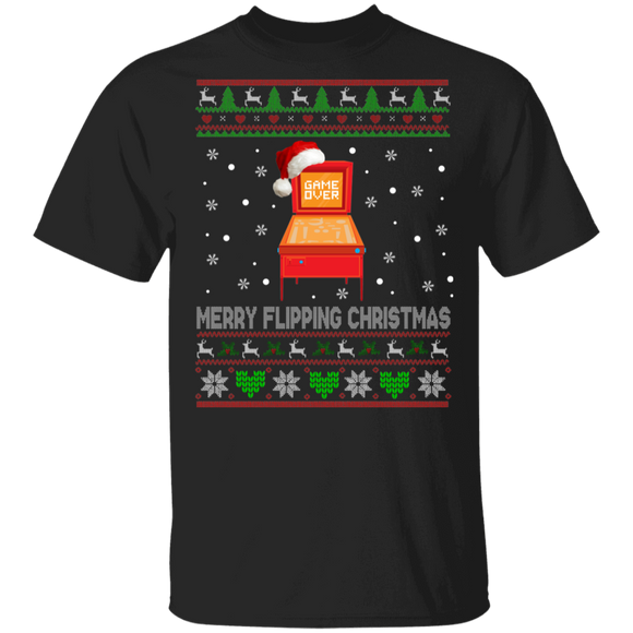 Christmas Pinball Lover Shirt Merry Flipping Christmas Ugly Funny Christmas Sweater Santa Pinball Machine Lover Gifts T-Shirt - Macnystore