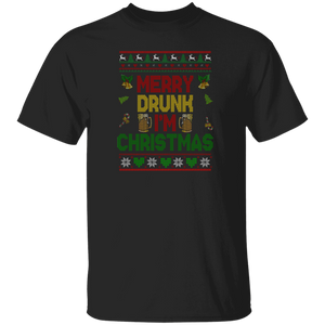 Christmas Drinking Lover Shirt Merry Drunk I'm Christmas Funny Ugly Christmas Sweater Drinking Lover Gifts Christmas T-Shirt - Macnystore
