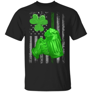 Green Beer American Flag Drunker St Patrick's Day Irish Gift T-Shirt - Macnystore
