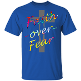 Faith Over Fear Hippie Christian Cross Shirt Matching Men Women Christian Hippie Lover Gifts T-Shirt - Macnystore