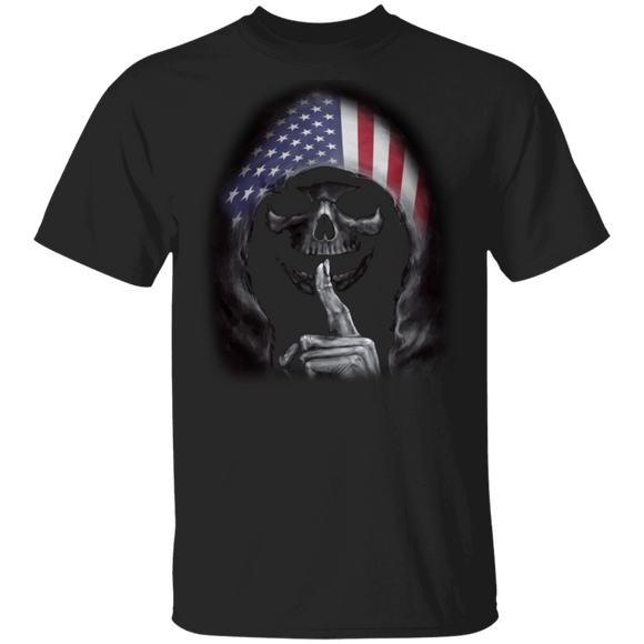 American Flag Shirt Shhh Silent Skull Flag American Gifts T-Shirt - Macnystore