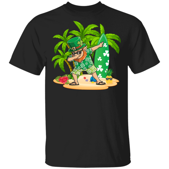 Dabbing Leprechaun Hawaiian Hibiscus St Patrick's Day Gifts T-Shirt - Macnystore