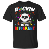 Rockin' To Be Different Tune Panda Autism Awareness Guitar Gifts Youth T-Shirt - Macnystore