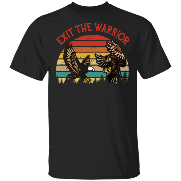 Vintage Retro Exit The Warrior Anry Owl Eagle Bird Lover Gifts T-Shirt - Macnystore
