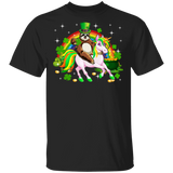 Leprechaun Sloth Riding Unicorn Funny St Patrick's Day Gifts T-Shirt - Macnystore