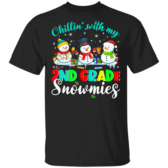 Christmas Snowman Shirt Chillin With My 2nd Grade Sometimes Cool Christmas Teacher Gifts Christmas T-Shirt - Macnystore