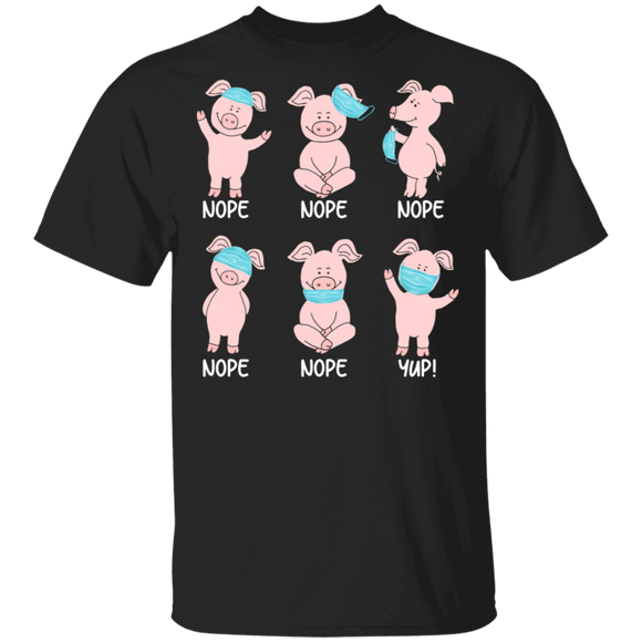 Pig Lover Shirt Pig Wearing Face Covering Funny Social Distancing Gifts T-Shirt - Macnystore