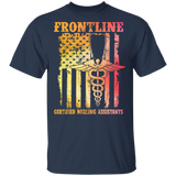 Frontline Certified Nursing Assistant Cute Medical Symbol On American Flag Shirt Matching CNA Nurse Doctor Medical Gifts T-Shirt - Macnystore