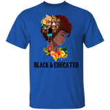 Black And Educated Cute Floral Books In Black Girl's Brain Shirt Matching Girl Women Queen African Black History Month Gifts T-Shirt - Macnystore