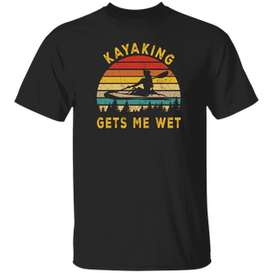 Kayaking Lover Shirt Vintage Retro Kayaking Gets Me Wet Funny Kayaker Kayaking Boating Paddling Lover Gifts T-Shirt - Macnystore