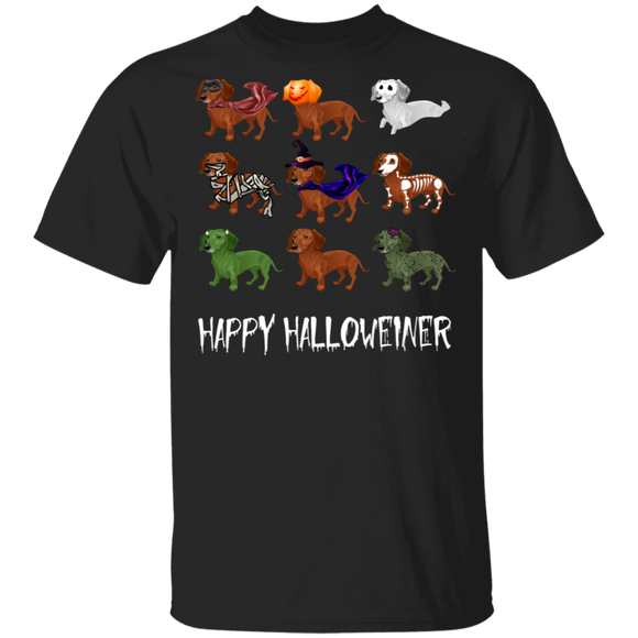 Halloween Shirt Happy Halloweiner Cool Dachshund Dog Lover Gifts Halloween T-Shirt - Macnystore