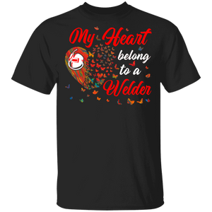 My Hearts Belong To A Welder Matching Shirts For Couples Valentine Funny Couple Girls Women Gifts T-Shirt - Macnystore