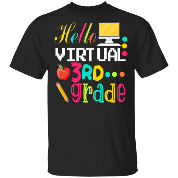 Funny Hello Virtual 3rd Grade Funny Back to School Student Gifts T-Shirt - Macnystore
