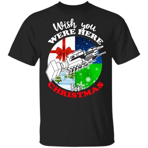 Christmas Shirt Wish You Were Here For Christmas Cool Christmas Pink X-mas Floyd Santa Lover Gifts T-Shirt - Macnystore