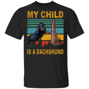 Vintage Retro My Child Is A Dachshund Cute Dachshund High Five Father Day Shirt T-Shirt - Macnystore