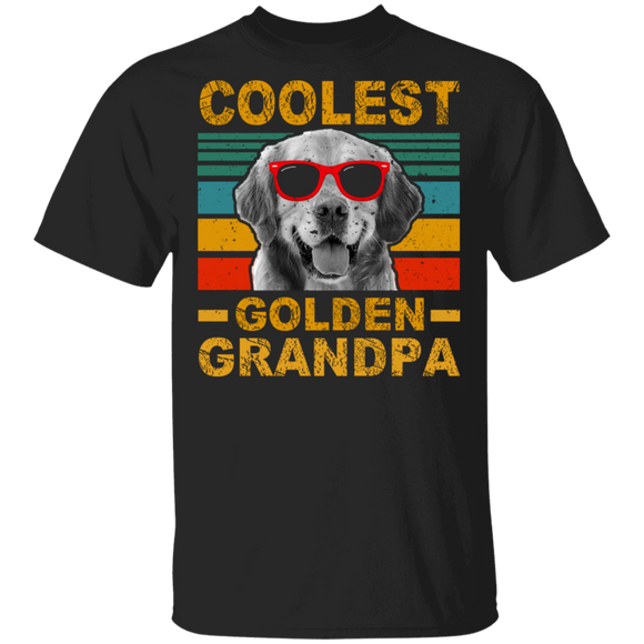 Vintage Retro Coolest Grey Golden Grandpa Funny Golden Retriever Father's Day Gifts T-Shirt - Macnystore