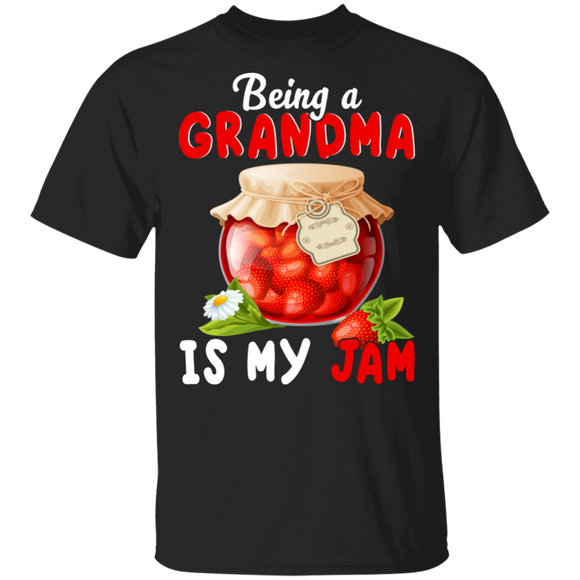 Strawberry Jam Shirt Being A Grandma Is My Jam Funny Strawberry Jam Matching Family Group Canning Season Grandma Gifts T-Shirt - Macnystore