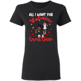 All I Want For Valentine Is A Great Dane Dog Pet Lover Matching Shirts For Couples Boys Girl Women Personalized Valentine Ladies T-Shirt - Macnystore