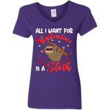 All I Want For Valentine Is A Sloth Ladies V-Neck T-Shirt - Macnystore