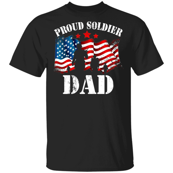 Proud Soldier Dad Cool Soldiers American Flag Shirt Matching Men Dad USA Army Soldier Veteran Father's Day Gifts T-Shirt - Macnystore