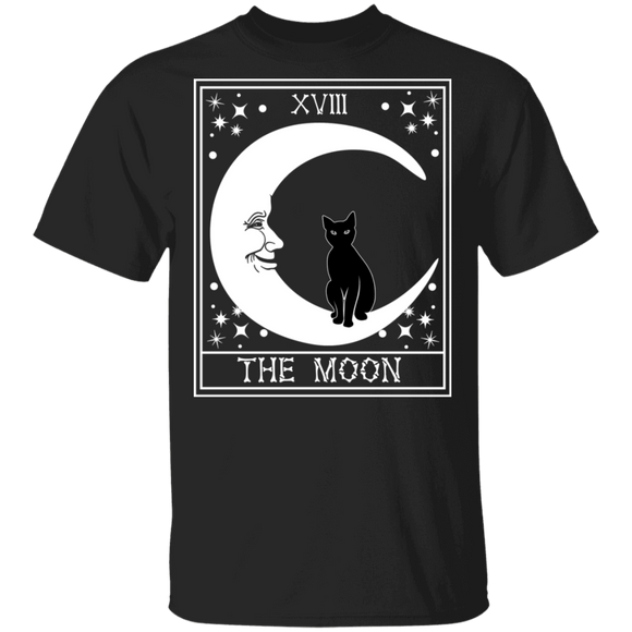 Cat Tarot Lover Shirt The Moon Cool Tarot Card Crescent Moon Black Cat Lover Gifts T-Shirt - Macnystore