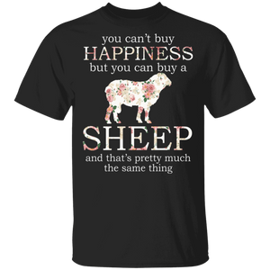 You Can't Buy Happiness But You Can Buy A Sheep And That's Pretty Much The Same Thing Floral Sheep Lover Gifts T-Shirt - Macnystore
