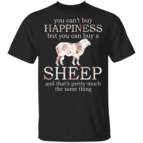 You Can't Buy Happiness But You Can Buy A Sheep And That's Pretty Much The Same Thing Floral Sheep Lover Gifts T-Shirt - Macnystore